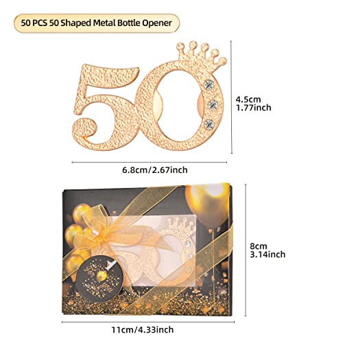 KaGrbves 50 Packs 50 Bottle Openers for 50th Birthday Party Favors Gifts or Souvenirs for Guests 50th Wedding Anniversary Party Favor Gold and Black Theme Party Decorations (50) - Image 2