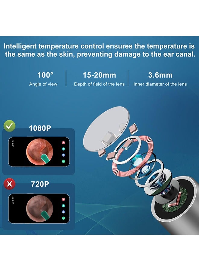 Generic Smart Ear Wax Removal Tool with Camera – Wireless Visual Otoscope Cleaner with 8 Picks & 6 Silicone Tips, Type-C Charging, App Connected for iOS Android  - Image 3