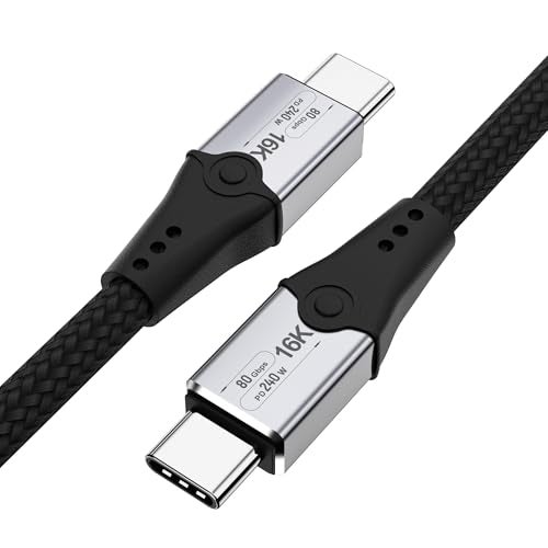 HOTUTUKI 80 Gbps Data TransferUSB 5 Cable 33 ft Supports 16KDual8K HD Display 240W Charging usb c to usb c monitor cable Compatible with Thunderbolt 5 Thunderbolt 4 USB4 Thunderbolt 3 and USBC - Image 1