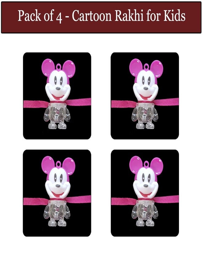 Natali Traders Set of 4 Cartoon Rakhi for Kids with Roli Chawal Chopra | Rakhi for Brother Kids, Boys, Girls, Nephew, Niece | Pack of 4 Kids Rakhi (Design 4) - Image 2