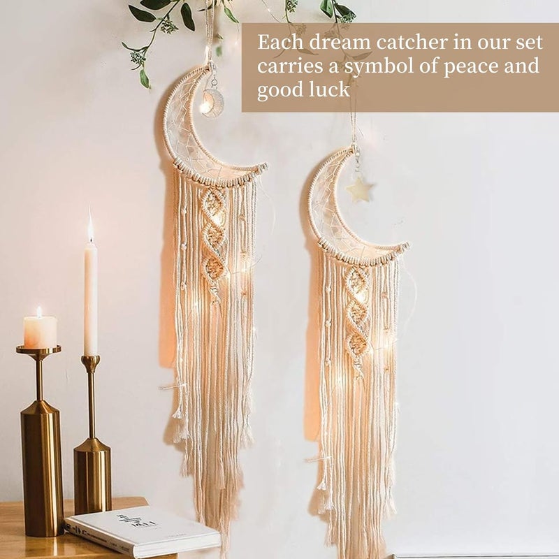 nalaina 2 Pcs Dream Catcher Wall Hanging Decor, Pure Cotton Hand Weaved Moon Star Dream Catcher Boho Home Decor for Home, Bedroom, Nursery - Image 5
