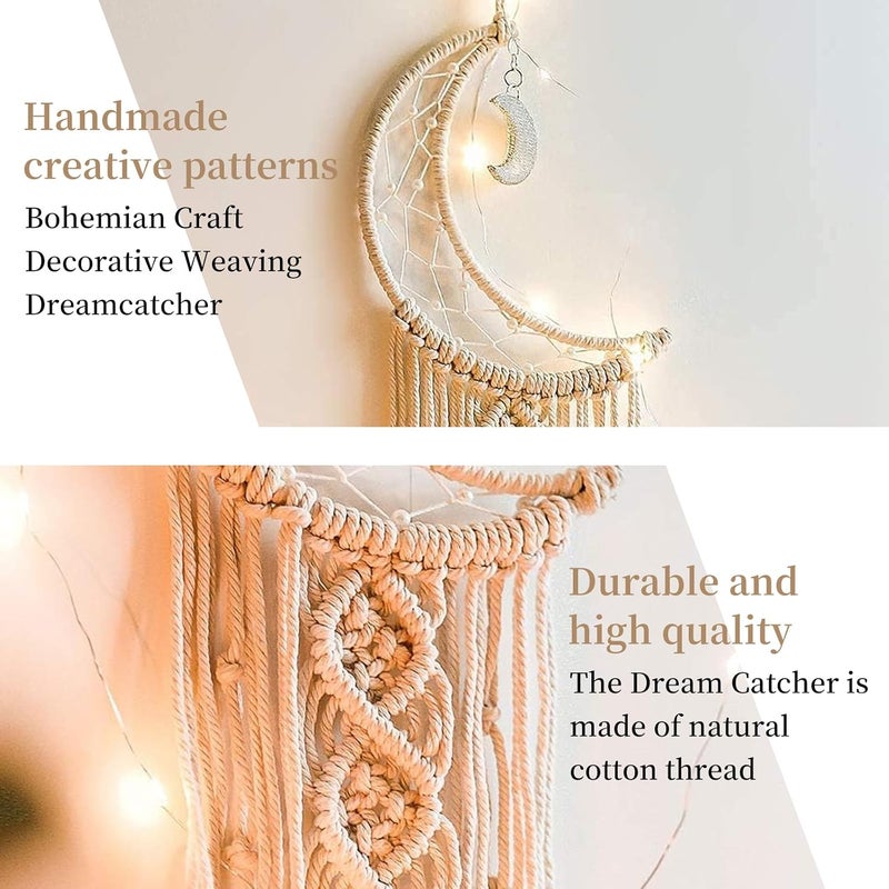 nalaina 2 Pcs Dream Catcher Wall Hanging Decor, Pure Cotton Hand Weaved Moon Star Dream Catcher Boho Home Decor for Home, Bedroom, Nursery - Image 4