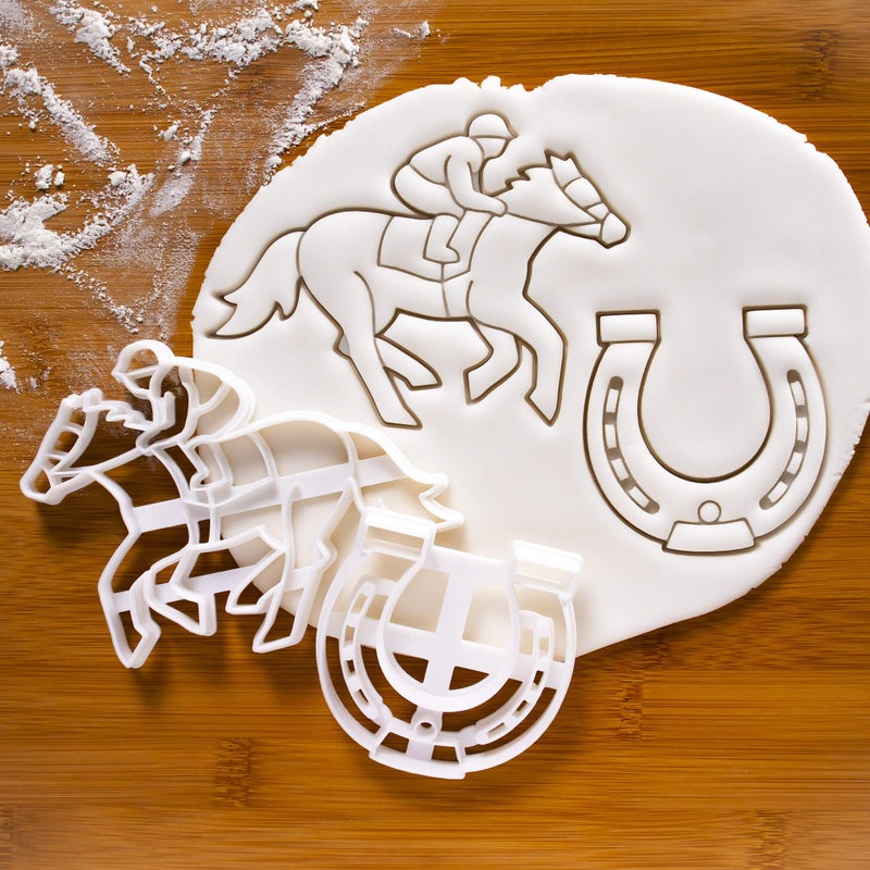Bakerlogy Set of 2 Jockey cookie cutters (Designs: Jockey and Horse Shoe)  2 pieces - Bakerlogy - Image 1