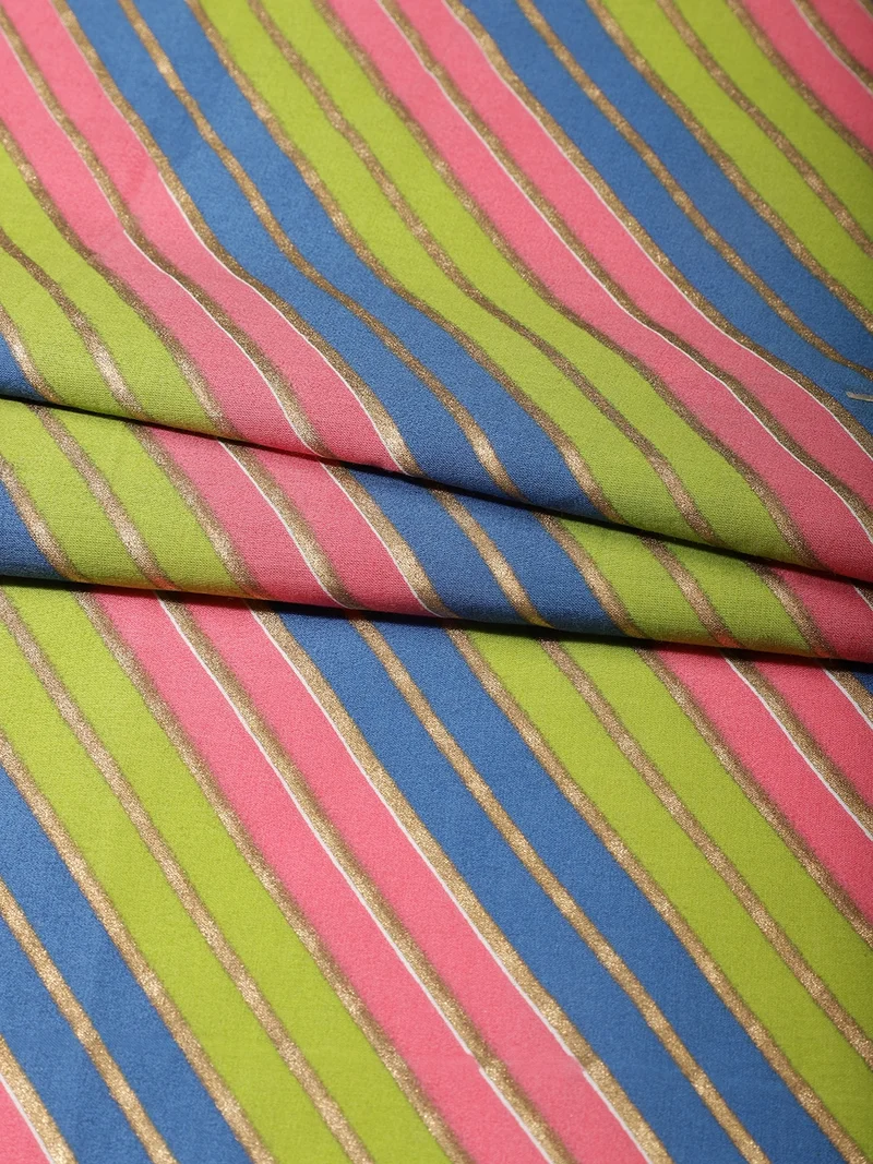 أيه كيه إس Multi-Color Diagonal Striped Lurex Fabric