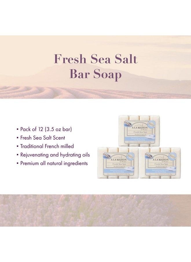 A La Maison Fresh Sea Salt Bar Soap Triple French Milled Natural Moisturizing Hand Soap Bar (12 Bars Of Soap 3.5 Oz)  - Image 3