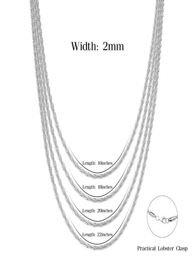 SIUMAL Silver Chain Necklace for Women, 2mm/3mm Box Chain Necklace for Women, 18/20 inch, Trendy of Gifts for Mom Friends, 20 inches, Stainless Steel, No Gemstone - Image 4