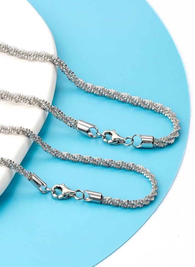 SIUMAL Silver Chain Necklace for Women, 2mm/3mm Box Chain Necklace for Women, 18/20 inch, Trendy of Gifts for Mom Friends, 20 inches, Stainless Steel, No Gemstone - Image 3