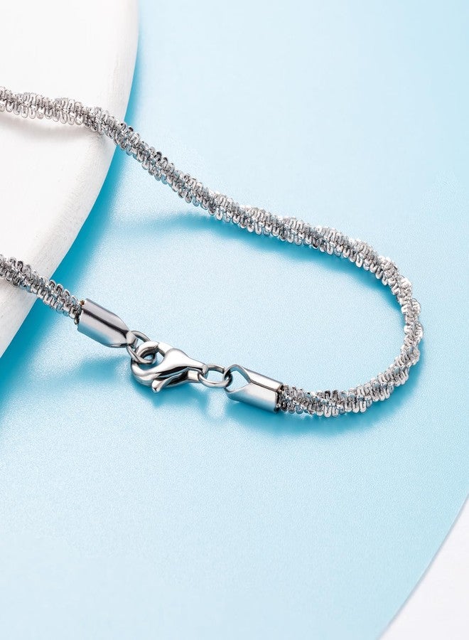 SIUMAL Silver Chain Necklace for Women, 2mm/3mm Box Chain Necklace for Women, 18/20 inch, Trendy of Gifts for Mom Friends, 20 inches, Stainless Steel, No Gemstone - Image 2