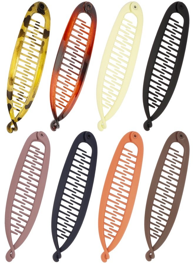 هابدو مجموعة مشابك شعر هابدو على شكل موزة، 8 قطع، مشابك شعر على شكل موزة لتثبيت ذيل الحصان للنساء ذوات الشعر المتوسط والخفيف، إكسسوارات شعر كلاسيكية ملونة - Image 1