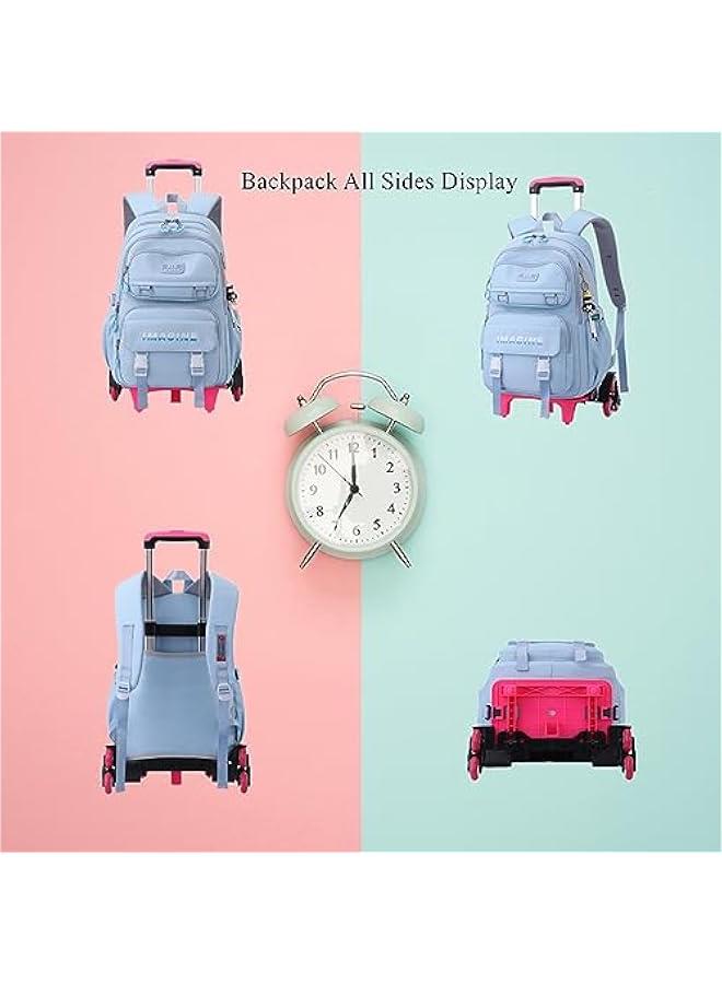Solid Color Kids School Rolling Backpack for Boys Primary Students Wheeled Bag Elementary Bookbags for Girls - Image 2