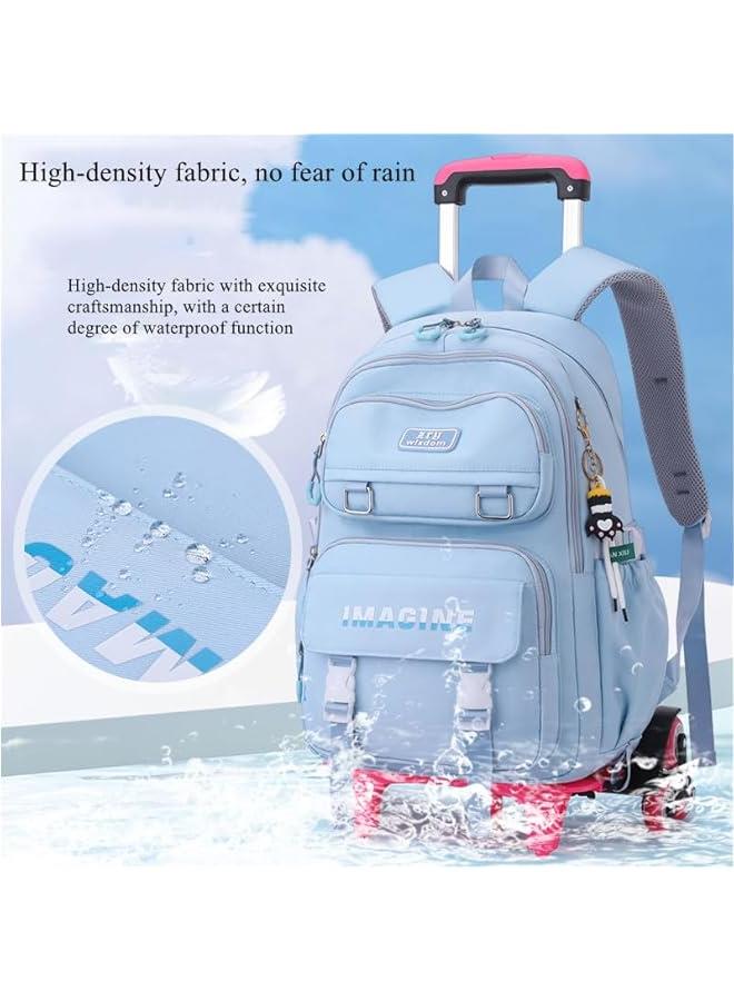 Solid Color Kids School Rolling Backpack for Boys Primary Students Wheeled Bag Elementary Bookbags for Girls - Image 3