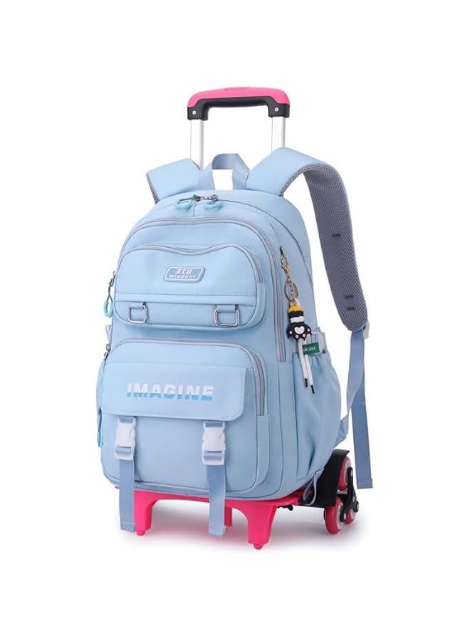 Solid Color Kids School Rolling Backpack for Boys Primary Students Wheeled Bag Elementary Bookbags for Girls - Image 1