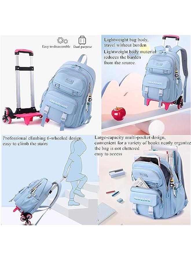 Solid Color Kids School Rolling Backpack for Boys Primary Students Wheeled Bag Elementary Bookbags for Girls - Image 4
