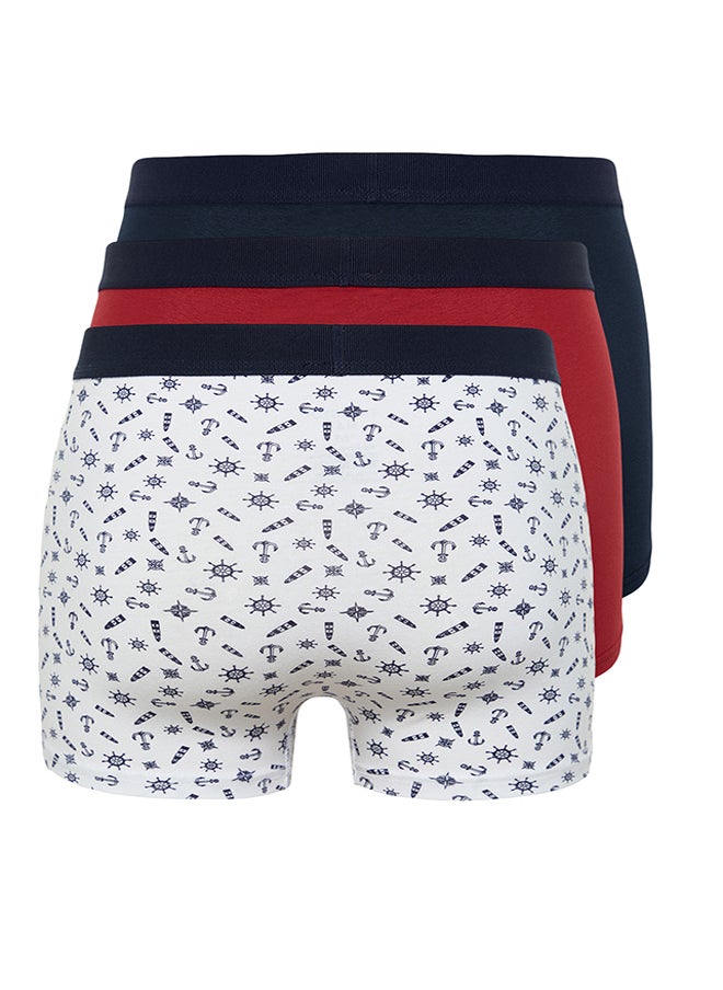 trendyol Multicolored 3-Piece Marine Patterned-Flat Pack Cotton Boxers TMNAW24BX00025  - Image 2