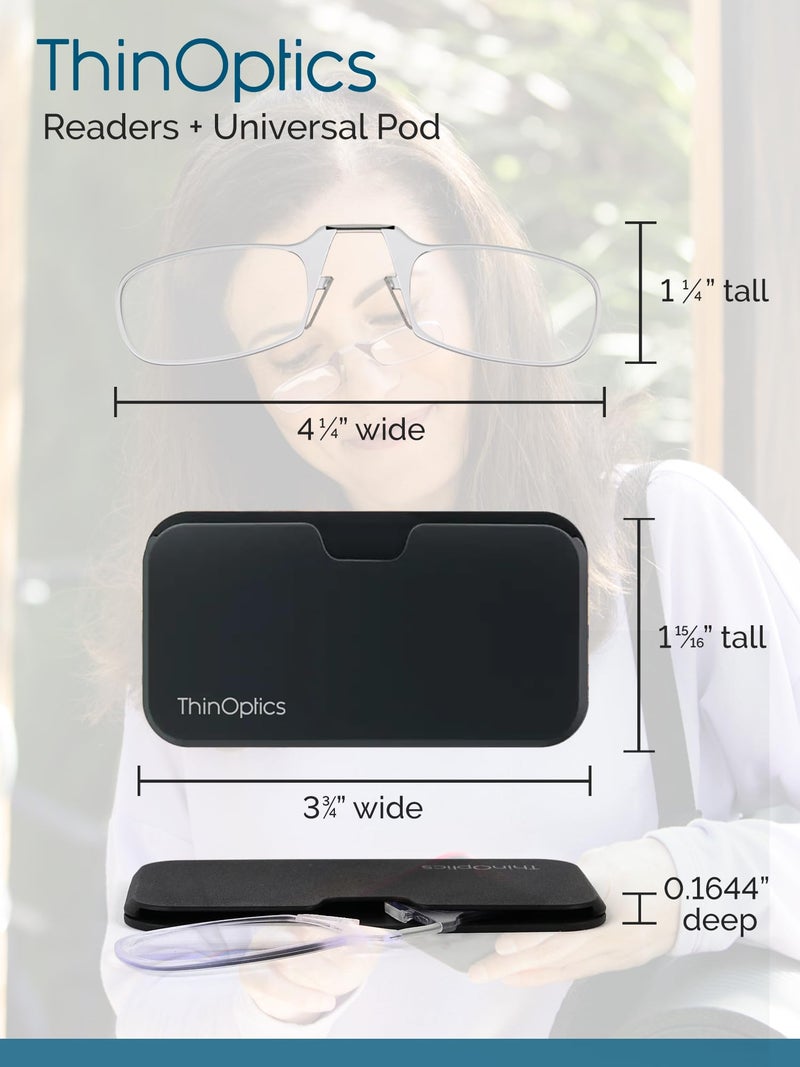 ThinOPTICS Stick Anywhere, Go Everywhere Reading Glasses plus Classic Universal Pod Case, Black Frame, Black Case, 2.50 Strength - Image 5
