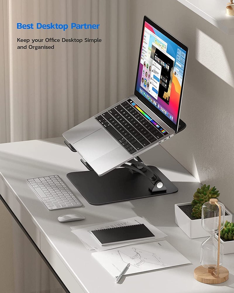 Nulaxy Fully Adjustable Laptop Stand for Desk, Dual Foldable Aluminum Computer Riser with Heat-Vent, Ergonomic Notebook Holder Portable Office Accessories Compatible with All 10-17" Laptops, Black - Image 2