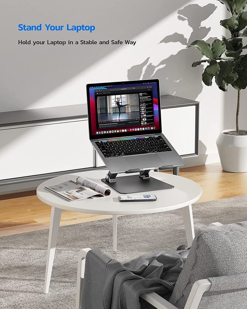 Nulaxy Fully Adjustable Laptop Stand for Desk, Dual Foldable Aluminum Computer Riser with Heat-Vent, Ergonomic Notebook Holder Portable Office Accessories Compatible with All 10-17" Laptops, Black - Image 3