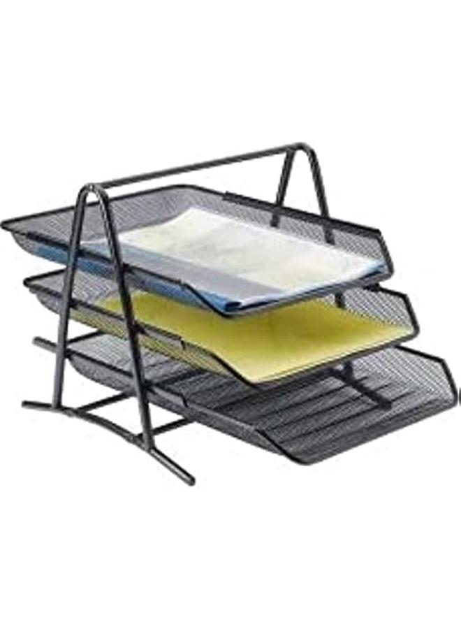 شواي صينية إيداع مكتبية، 3 طبقات A4، صينية معدنية، منظم مكتب ورقي، شبكة مكتبية، سلة مستندات، صينية ورق، حامل منظم الحروف، ملحقات سطح المكتب - Image 2