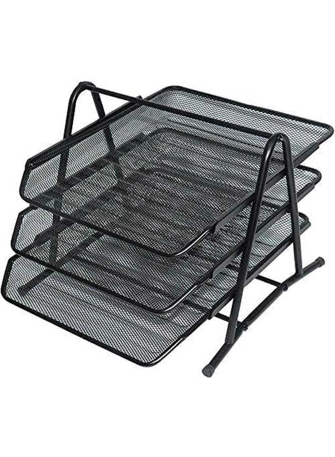 شواي صينية إيداع مكتبية، 3 طبقات A4، صينية معدنية، منظم مكتب ورقي، شبكة مكتبية، سلة مستندات، صينية ورق، حامل منظم الحروف، ملحقات سطح المكتب - Image 3