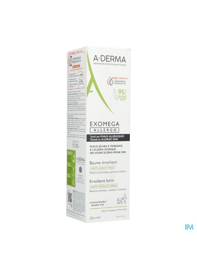 A-Derma Exomega Allergo Emollient Balm 200ml - Image 3