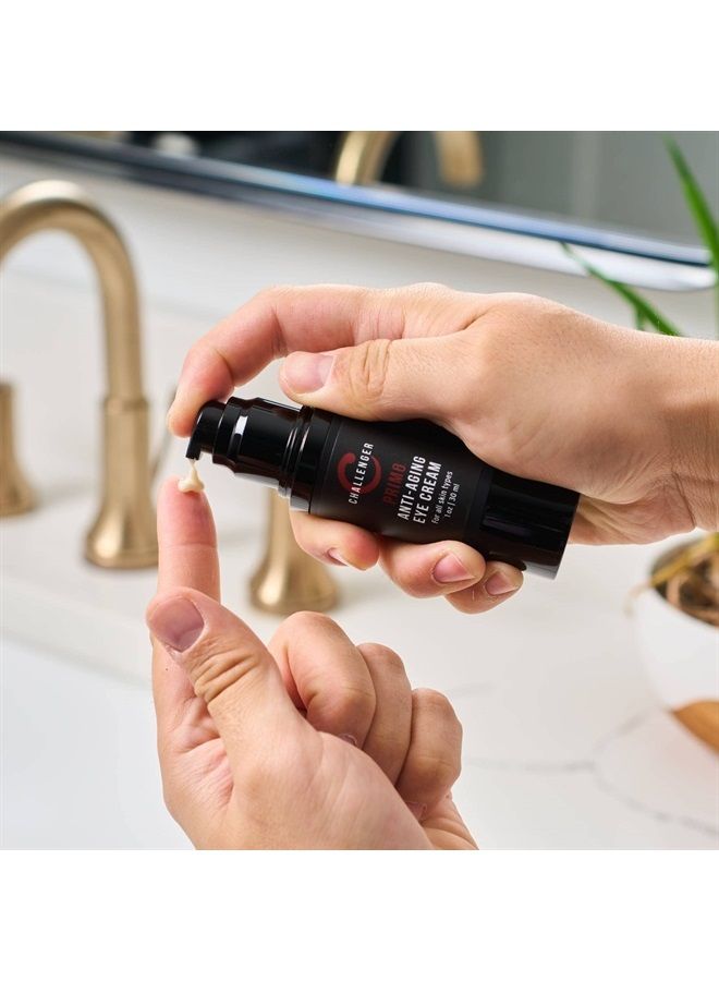 Challenger Men's Primo - Men's Eye Cream, Anti Aging Eye Balm - Reduce Wrinkles, Under-Eye Circles, Puffiness, Crows Feet and Signs of Age - Unscented 1 Ounce Airless Pump with Natural Ingredients - Image 2