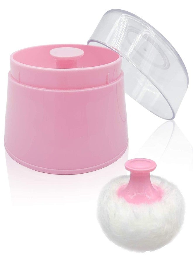 TERI BERI Bpa Free Baby Powder Puff Box,Large 2.8" Fluffy Body After-Bath Powder Case,Body Villus Powder Puff Container,Makeup Cosmetic Talcum Powder Container With Hand Holder (Pink) - 1 Count - Image 1