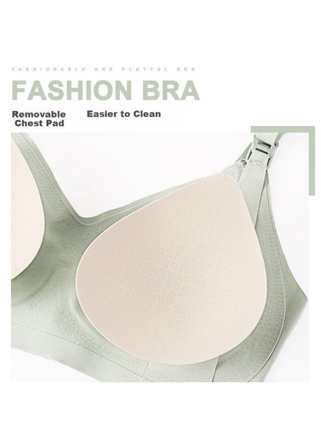 Babyface Youthful Maternity Nursing Bra With Push-up And Wire-free Design, Postpartum Breastfeeding Bra, Pregnancy Bra In Matcha Green, Size XL - Image 3