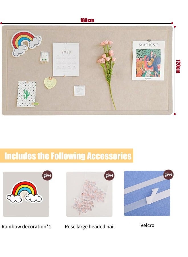 VUCATIN Felt Bulletin Board Notice Board with Push Pins for Paste Notes Photos Schedules Decorative Picture Framed Display Board for School Home Kitchen & Office Walls (Brown 120 * 180cm) - Image 3