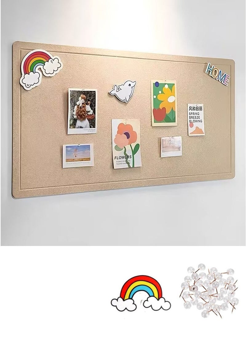 VUCATIN Felt Bulletin Board Notice Board with Push Pins for Paste Notes Photos Schedules Decorative Picture Framed Display Board for School Home Kitchen & Office Walls (Brown 120 * 180cm) - Image 1
