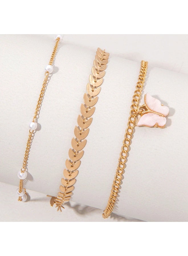 Goolsky Minimalist Butterfly Pendant Multi-Layer Pearl Airplane Chain Anklet – Triple Layered Foot Jewelry for Women, Beach/Vacation - Image 4