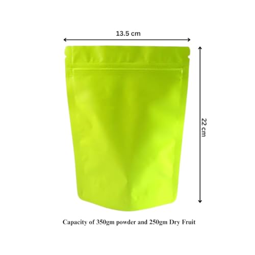 DEERA Green Matte Fluorescent Green Without Window Ziplock Storage Pouch 135x220mm Pack of 25 - Image 2