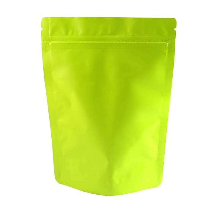 DEERA Green Matte Fluorescent Green Without Window Ziplock Storage Pouch 135x220mm Pack of 25 - Image 1