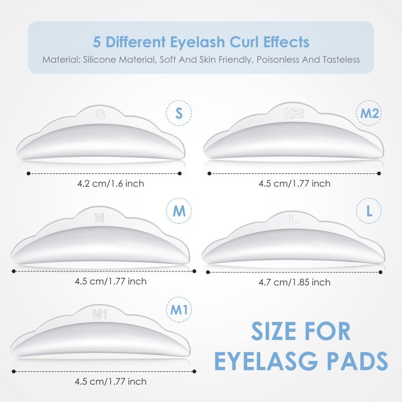 Chumia 52 Pcs Eyelash Lift Tools Kit 50 Reusable Silicone Pads and 2 Stainless Eyelash Separator Tools with Separation Comb for Eye Lashes Curlers Extension(White, Silver) - Image 2