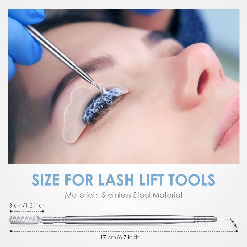 Chumia 52 Pcs Eyelash Lift Tools Kit 50 Reusable Silicone Pads and 2 Stainless Eyelash Separator Tools with Separation Comb for Eye Lashes Curlers Extension(White, Silver) - Image 3