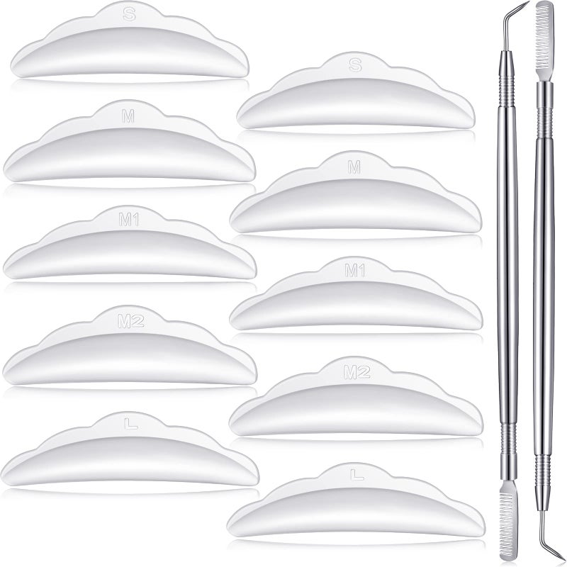 Chumia 52 Pcs Eyelash Lift Tools Kit 50 Reusable Silicone Pads and 2 Stainless Eyelash Separator Tools with Separation Comb for Eye Lashes Curlers Extension(White, Silver) - Image 1