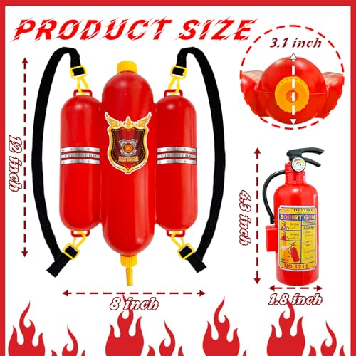 Blvochnnt Firefighter Backpack Water Gun Blaster Set for KidsFireman Tank with Hose Shooter ToyMini Fire Extinguisher Squirter for Halloween CostumeOutdoor PlaySwimming PoolBeachParty - Image 5