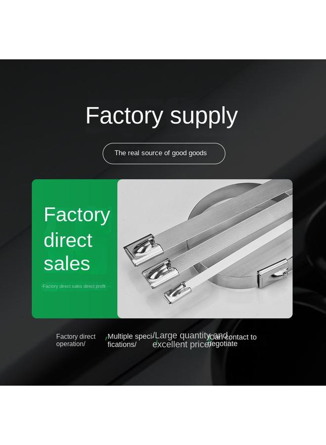 Bluejw 304 Stainless Steel Cable Tie 4.6*300 Self-locking Metal Marine Cable Tie Belt Outdoor High Temperature Resistant Cable Tie Steel Belt - Image 3