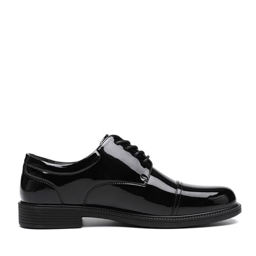 DECARSDZ Mens Classic Formal Oxford Lace-up Patent Leather Tuxedo Wedding Business Dress Shoes Black - Image 3