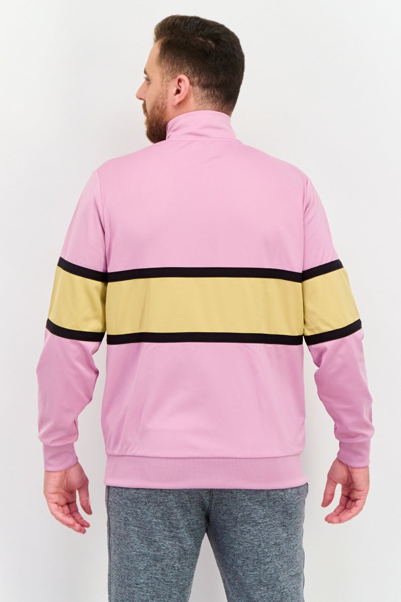 Lyle & Scott Men Mock Neck Brand Logo Long Sleeves Sweatshirts, Pink Combo - Image 3