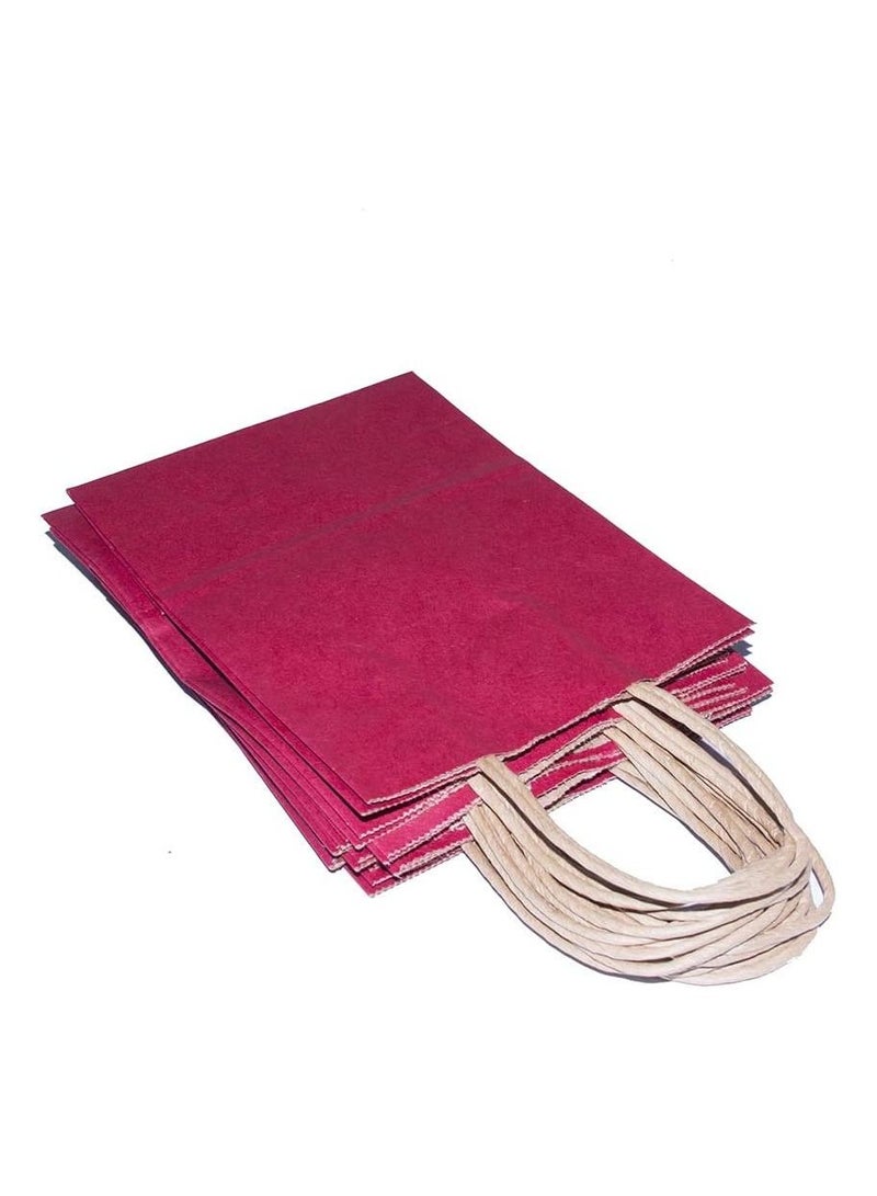 كيس ورق كرافت وردي غامق بمقبض ملتوي 26 × 33 × 12 سم حقائب حفلات ورقية حقائب حفلات الدجاجة حقيبة ورقية كرافت حقيبة هدايا عيد ميلاد العروس حقائب حفلات الزفاف لمفضلات الحفلات - 12 قطعة. - Image 2