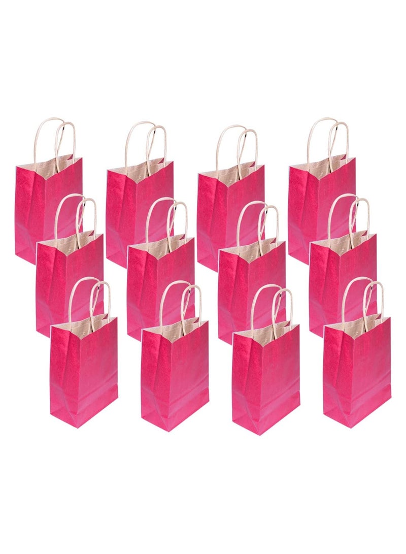 كيس ورق كرافت وردي غامق بمقبض ملتوي 26 × 33 × 12 سم حقائب حفلات ورقية حقائب حفلات الدجاجة حقيبة ورقية كرافت حقيبة هدايا عيد ميلاد العروس حقائب حفلات الزفاف لمفضلات الحفلات - 12 قطعة. - Image 1