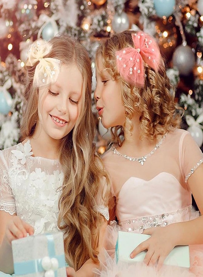 FAMEZA 2 PCS Luxury Pearl Hair Bows Hair Clips for Toddler Girls - Elegant Ivory Lace Veil Hair Accessories for Birthday, Wedding, Halloween, Thanksgiving, and Christmas Occasions(Ivory) - Image 5