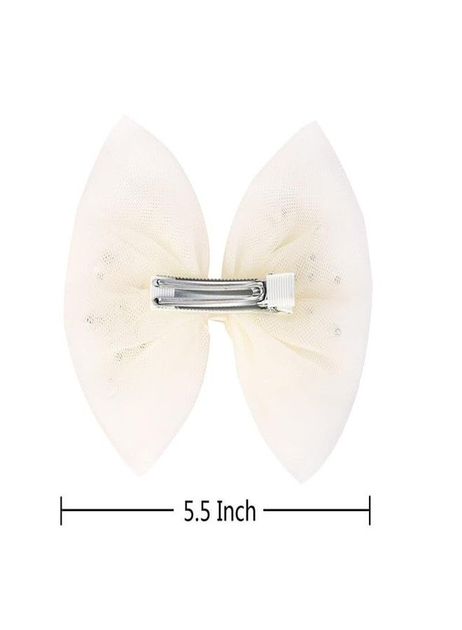 FAMEZA 2 PCS Luxury Pearl Hair Bows Hair Clips for Toddler Girls - Elegant Ivory Lace Veil Hair Accessories for Birthday, Wedding, Halloween, Thanksgiving, and Christmas Occasions(Ivory) - Image 4