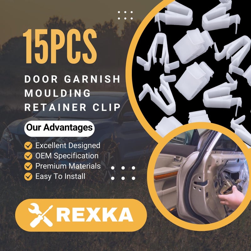 Rexka 15pcs Door Garnish Moulding Retainer Clip Compatible with Toyota Lexus 67771-58010 Tundra Tacoma Sequoia RAV4 Land Cruiser Highlander C-HR Yaris Scion xD - Image 2
