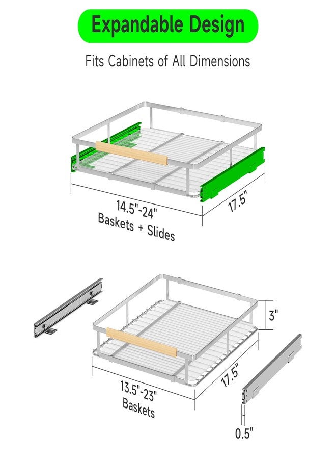 SOFRON Expandable Pull Out Drawers for Cabinets, Kitchen Cabinet Slide Out Shelves, Adjustable Roll Out Drawers, Medium 1 Pack - Image 2