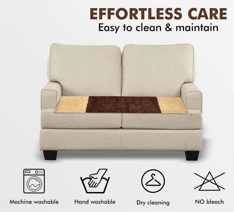 Yellow Weaves Polyester 2-Person Sofa Seat Cover (Coffee Beige), (22 X 48 Inch) - Image 3