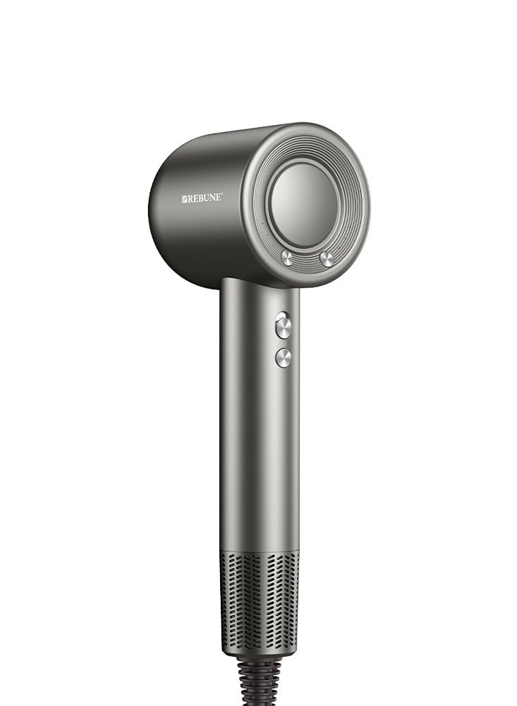 REBUNE Hair Dryer with High-Speed BLDC Motor, 3 Temperature Levels, 1600W Grey - Image 2