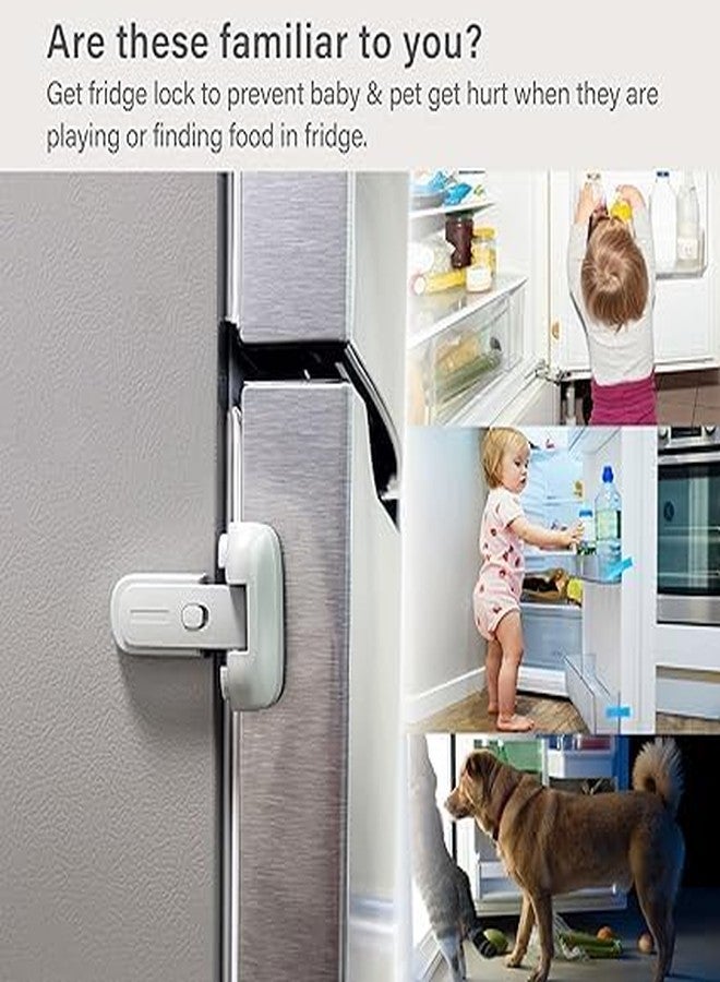 قفلان مُحدّثان للثلاجة مُقاومان للأطفال، قفل ثلاجة للأطفال، تشغيل بيد واحدة، أقفال مزودة بوسادات لاصقة، لا حاجة إلى مثقاب، مزلاج أمان للثلاجة، الثلاجة، الفريزر، الأدراج، الخزائن - Image 4