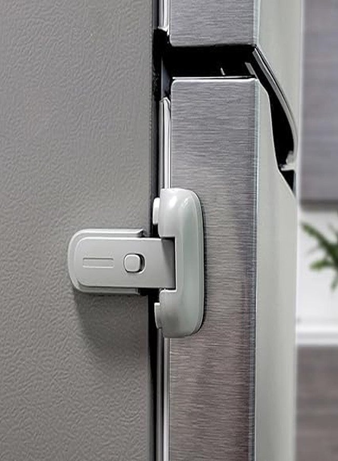 قفلان مُحدّثان للثلاجة مُقاومان للأطفال، قفل ثلاجة للأطفال، تشغيل بيد واحدة، أقفال مزودة بوسادات لاصقة، لا حاجة إلى مثقاب، مزلاج أمان للثلاجة، الثلاجة، الفريزر، الأدراج، الخزائن - Image 1