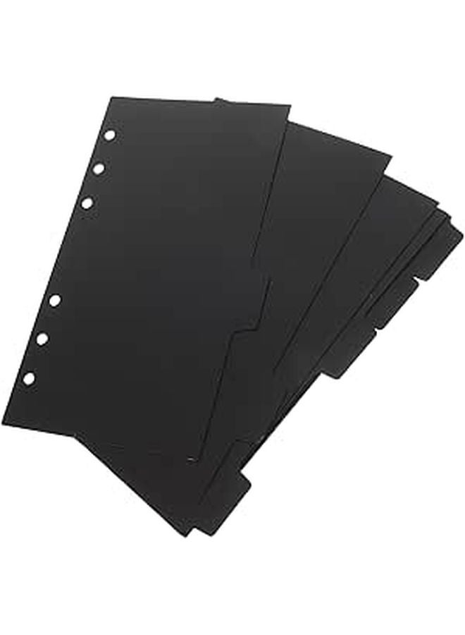 A6 أسود 6 حلقات رابط مقسمات 6 قطع بلاستيكية علامات تبويب قابلة للإزالة منظم أوراق - Image 1